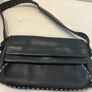 Charles David black leather shoulder bag